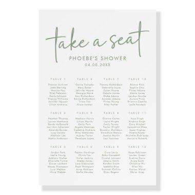 Sage & White Minimal  Seating Chart Foam Board