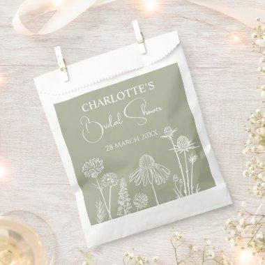 Sage Wildflowers Sketched Floral Favor Bag
