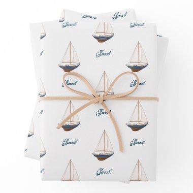 Sailboat Wedding Nautical Birthday Baby Shower Wrapping Paper Sheets