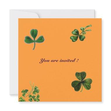 SAINT PATRICK'S DAY PARTY shamrock,orange,green Invitations