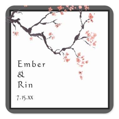 Sakura Mountain | Casual Border Wedding Sticker