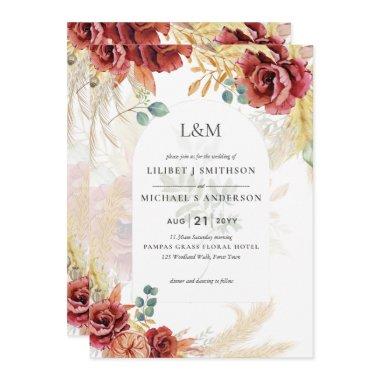 SALE! Boho Burgundy Gold Floral Country Barn Farm