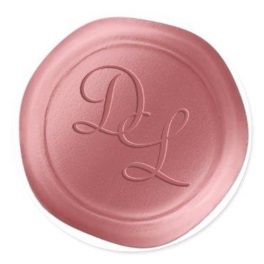 Salmon Pink 2 Letter Monogram Wax Seal Stickers