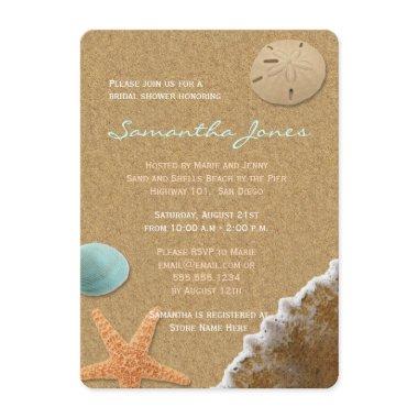 Sand and Shells Beach Bridal Shower Invitations