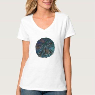 Sand Dollar Abstract Artsy Blue Modern Gift Favor T-Shirt