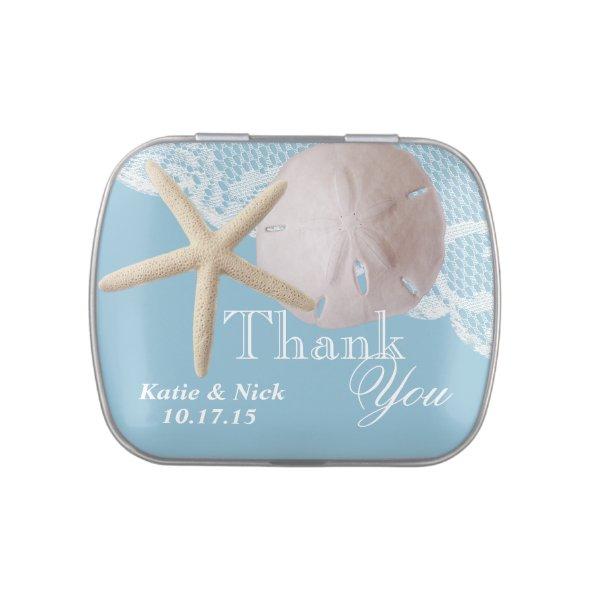 Sand Dollar and Starfish Blue Jelly Belly Candy Tin