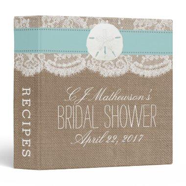 Sand Dollar Beach Bridal Shower Recipe - Turquoise Binder
