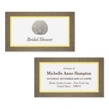 Sand Dollar & Burlap Bridal Shower Ticket Invite