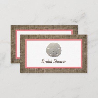 Sand Dollar & Burlap Bridal Shower Ticket Invite