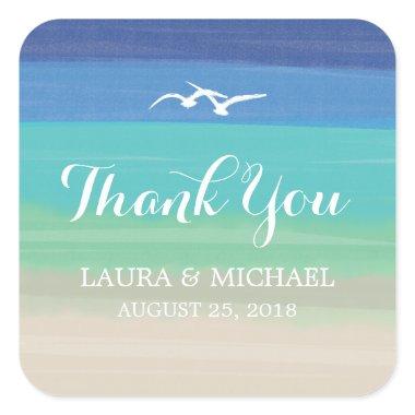 Sand, Sea and Seagulls | Thank You Square Sticker