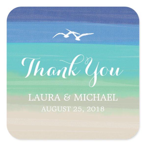 Sand, Sea and Seagulls | Thank You Square Sticker