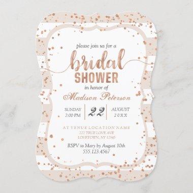 Sand Stripes & Rose Gold Bridal Shower Invitations