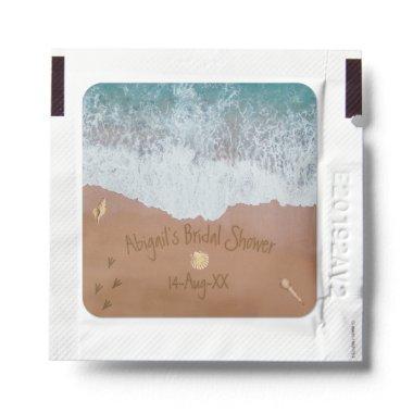 Sand Writing Waves and Beach Bridal Shower Hand Sanitizer Packet