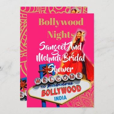 Sangeet Mehndi Henna Bridal Shower Bollywood Invitations