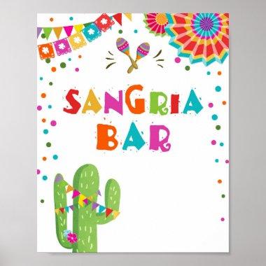 Sangria Bar Drinks Cactus Fiesta Party Table Sign