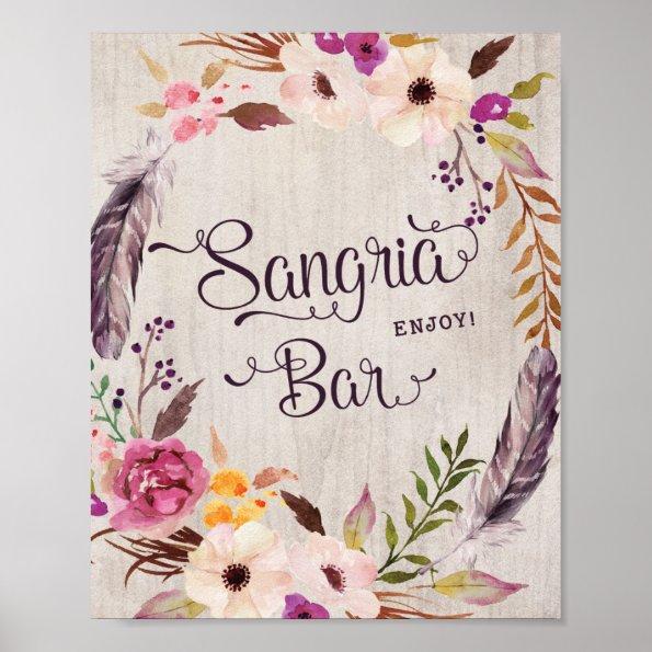 Sangria Bar Sign Rustic Baby Shower Wedding Favors