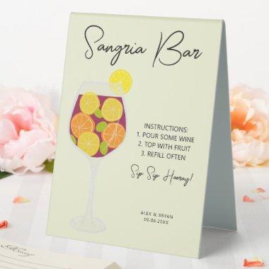 Sangria Bar Wedding, Bridal Shower, or Party Menu Table Tent Sign