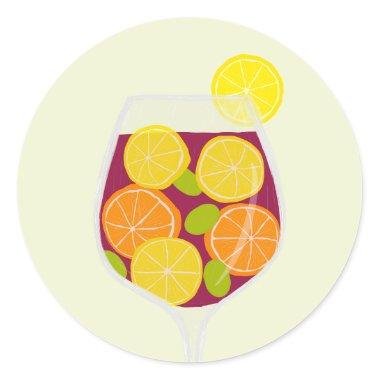 Sangria Party Bachelorette, or Bridal Shower Classic Round Sticker