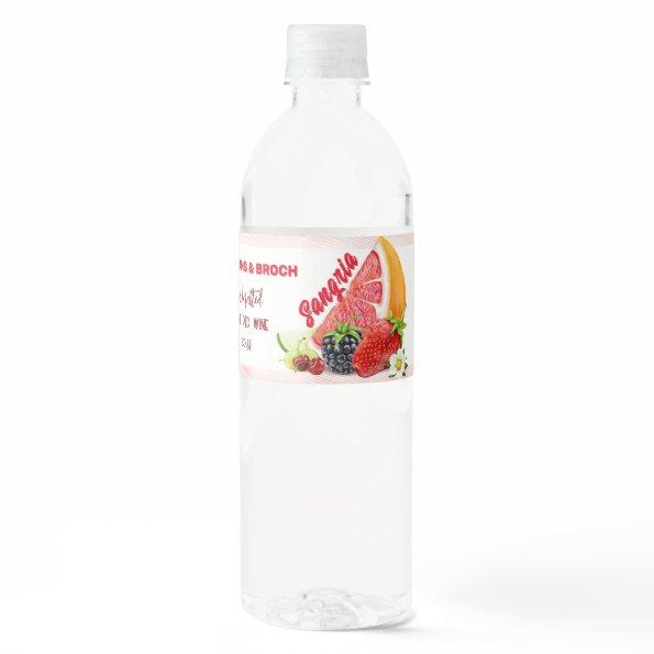 Sangria Tropical Fruit Wedding Water Bottle Label
