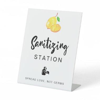 Sanitizing Station Lemon Wedding Bridal Shower Pedestal Sign