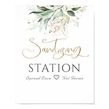 Sanitizing Station Sign Greenery Eucalyptus Leaves