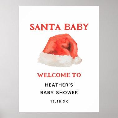 Santa Baby Holiday Baby Shower Welcome Poster
