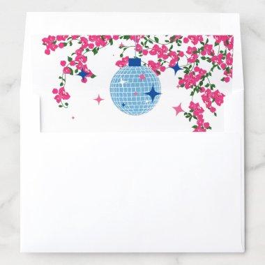 Santorini Blue Disco Ball Pink Bougainvillea Envelope Liner