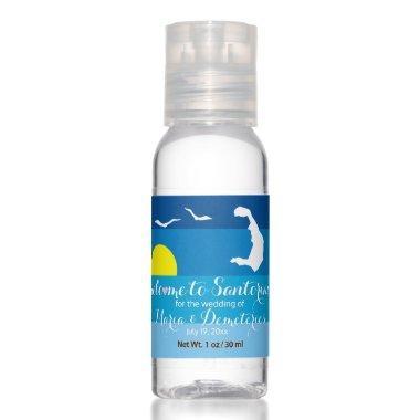 Santorini map and seagulls Greek sea wedding Hand Sanitizer