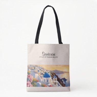 Santorini Watercolor Tote Bag - Timeless Beauty