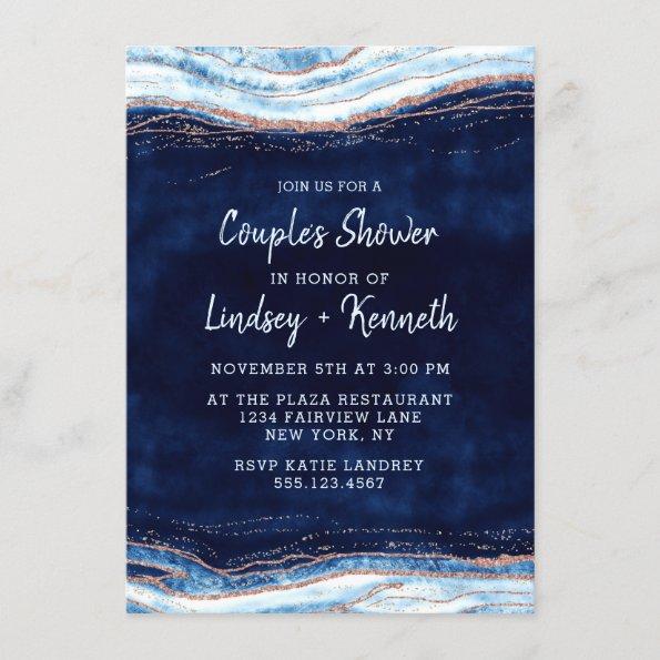 Sapphire Blue Geode Slice Couple's Wedding Shower Invitations