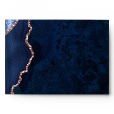 Sapphire Blue Rose Gold Agate Marble Envelope