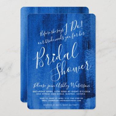 Sapphire deep blue art bridal shower Invitations