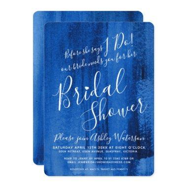 Sapphire deep blue art bridal shower Invitations