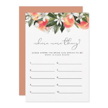 SAVANNAH Peach Where Were They Bridal Shower Game Invitations