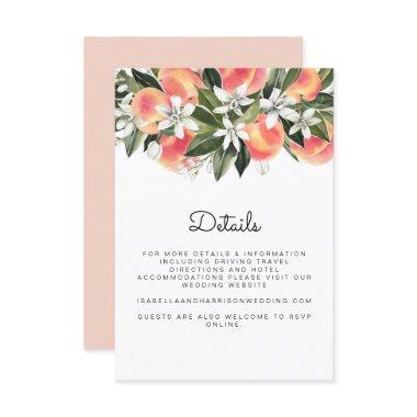 Savannah - Watercolor Peach White Floral Enclosure Invitations