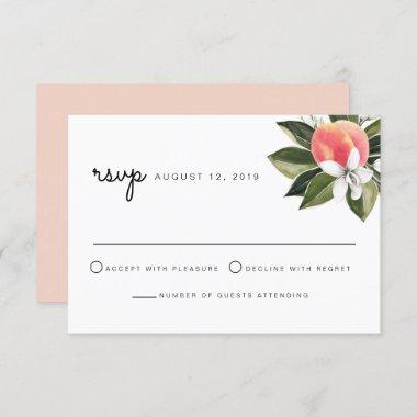 Savannah - Watercolor Peach White Floral RSVP Card