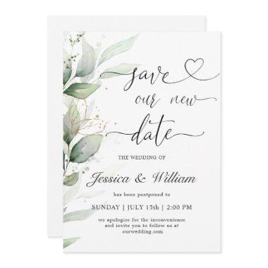 Save our new Date Postponed Watercolor Eucalyptus