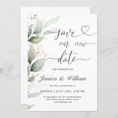 Save our new Date Postponed Watercolor Eucalyptus Invitations