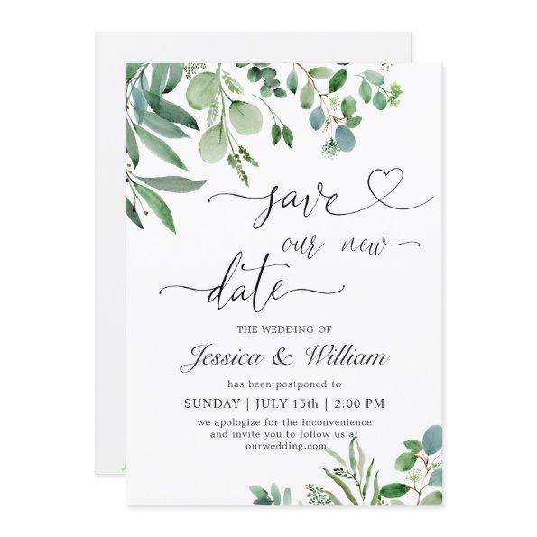 Save our new Date Postponed Watercolor Eucalyptus Invitations