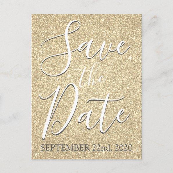 Save the Date Birthday Gold Glitter Announcement PostInvitations