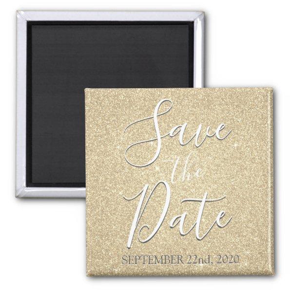 Save the Date Birthday Gold Glitter Sparkle Magnet