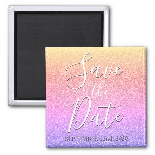 Save the Date Birthday Purple Glitter Sparkle Magnet
