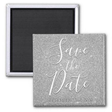 Save the Date Birthday Silver Glitter Sparkle Magnet