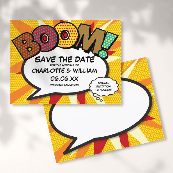 Save the Date Comic Book BOOM Modern Fun Announcement PostInvitations