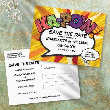 Save the Date Comic Book KA-POW Modern Fun Announcement PostInvitations