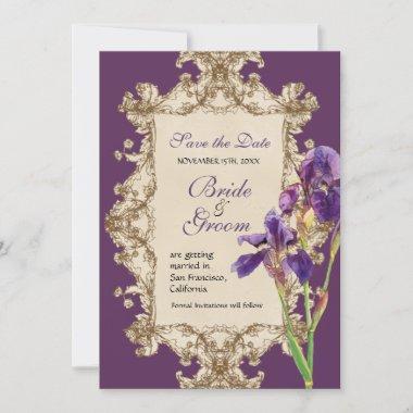 Save the Date - Elegant Iris Monogram Invitations