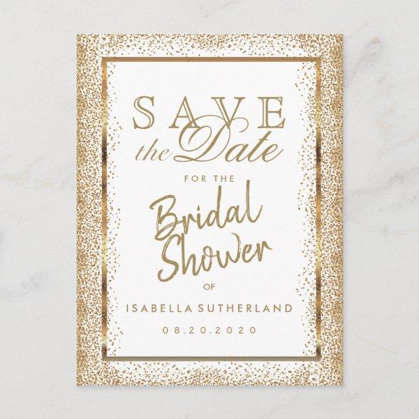 Save the Date Gold and White - Bridal Shower Announcement PostInvitations