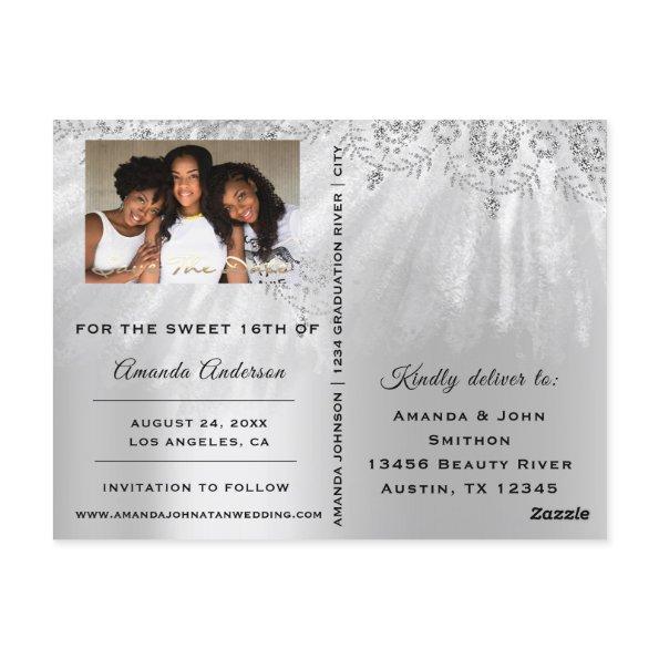 Save The Date Gold Photo Rose Sweet 16th Bridal Post