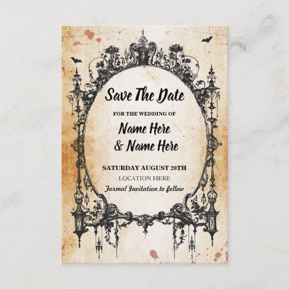 Save The Date Gothic Frame Halloween Rustic Invitations