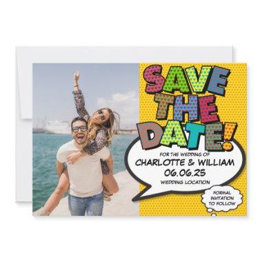 Save the Date Photo Fun Retro Comic Book Pop Art